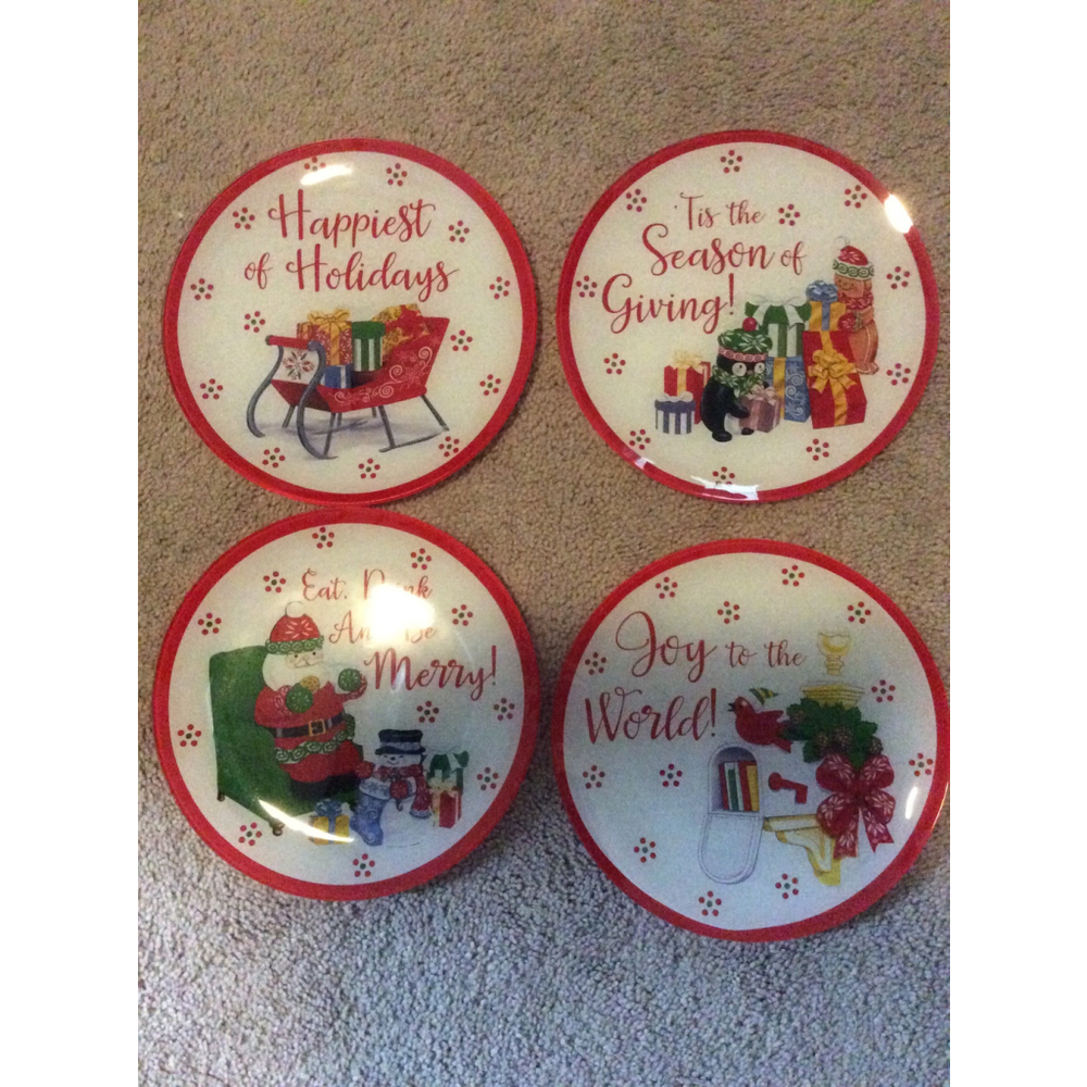 Temptations Christmas Holiday Dinnerware Plates Set of 4 White Red One Size